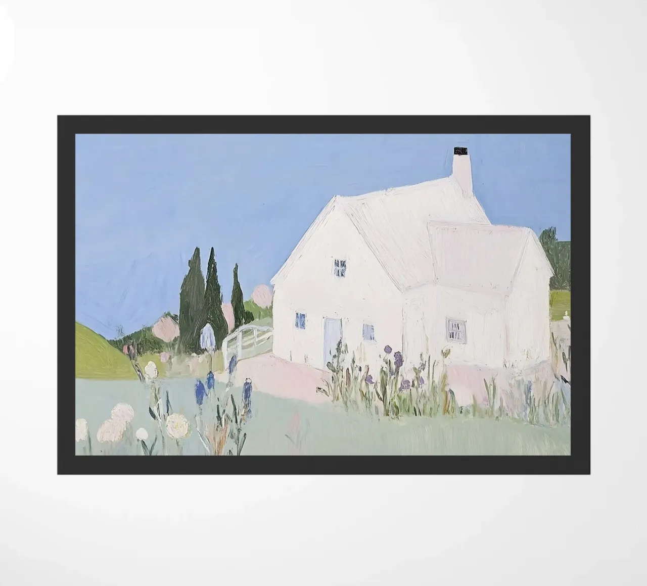 Retro Print, Seaside Poster, Landscape Print doormat by Little Lila