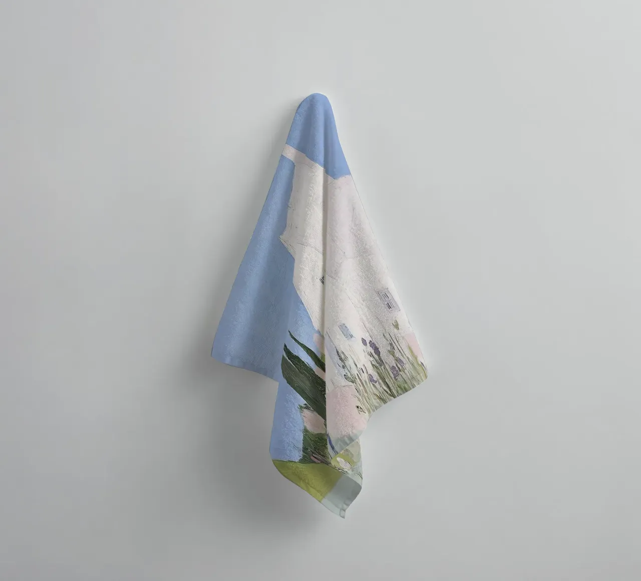 Retro Print, Kust Poster, Landschap Print badhanddoek van Little Lila