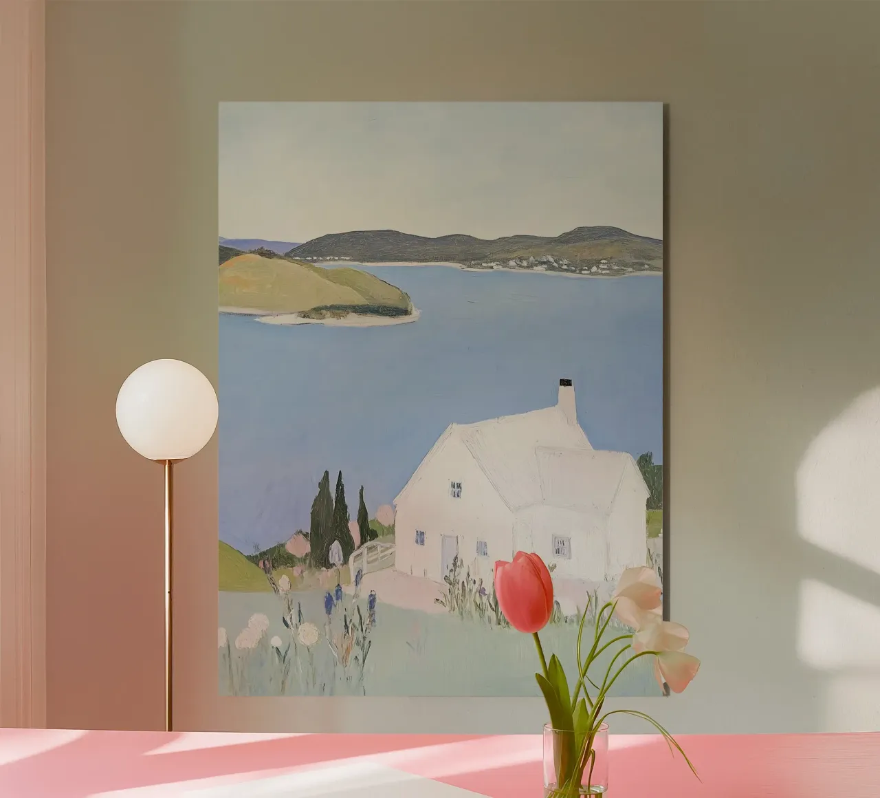 Retro Print, Seaside Poster, Landscape Print alu-dibond by Little Lila