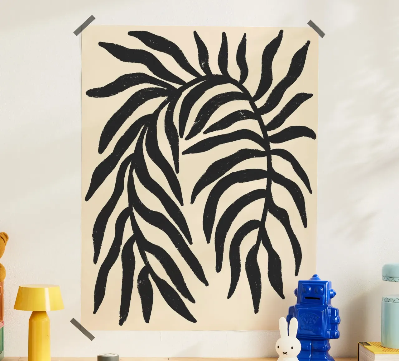 Silhouette nera Ramo strutturato 1 poster con telaio in alluminio da Wackapacka