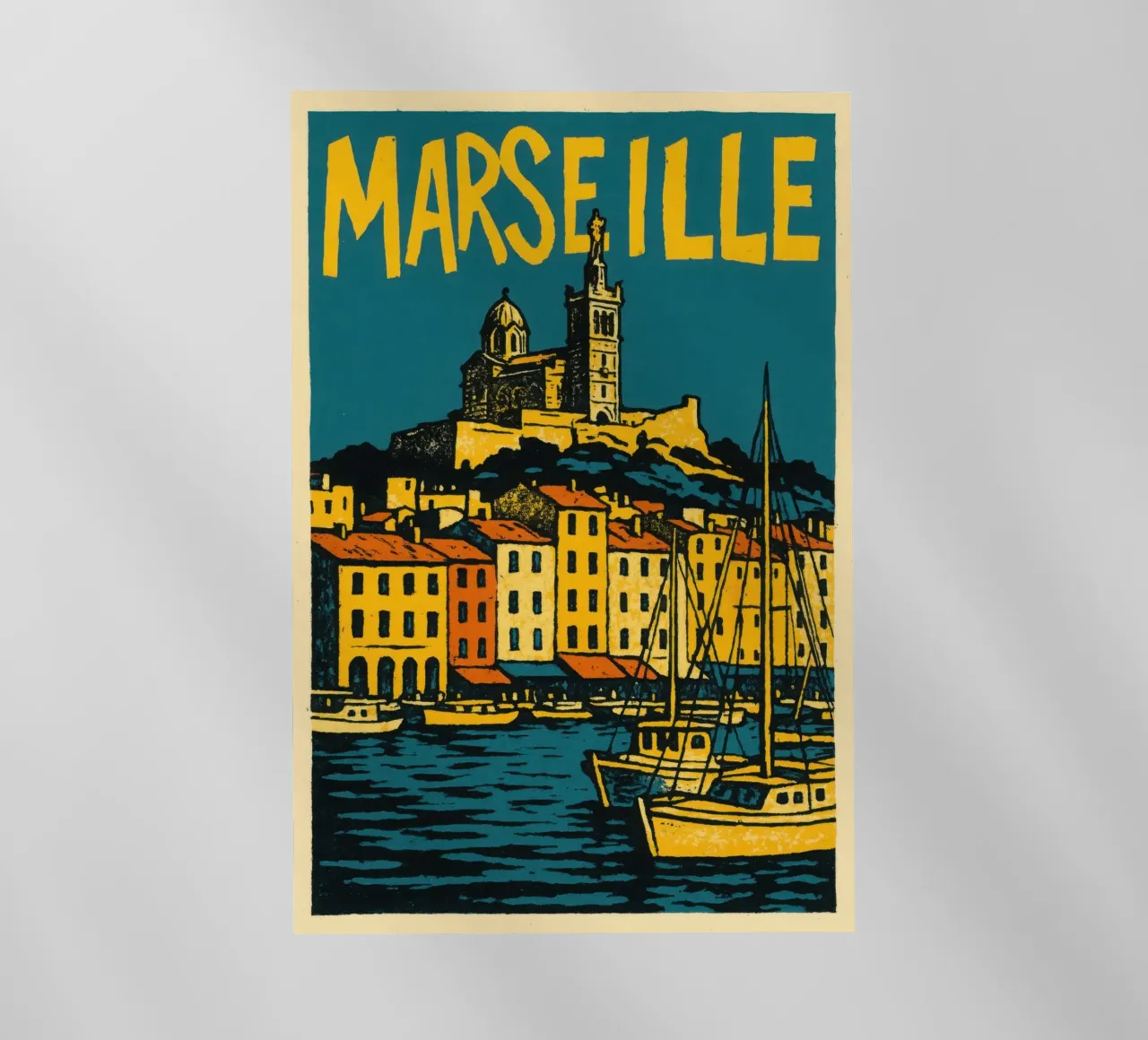 Marsiglia cruda - il Porto Vecchio al sole pellicola backlit da JETLAG | affiches voyage