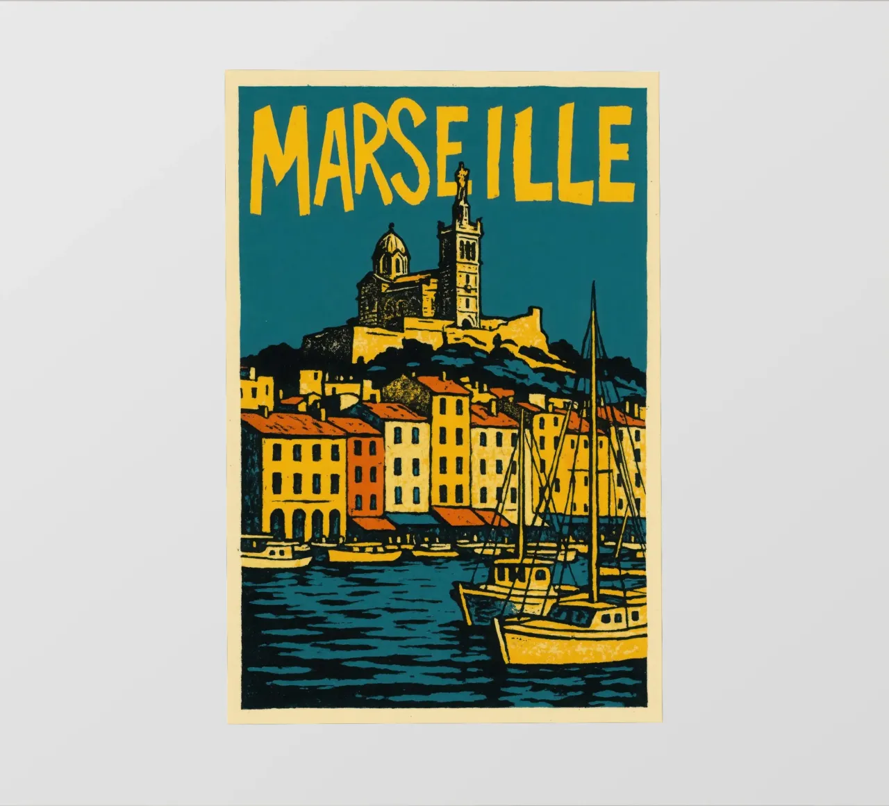Marsiglia cruda - il Porto Vecchio al sole telo in pvc da JETLAG | affiches voyage