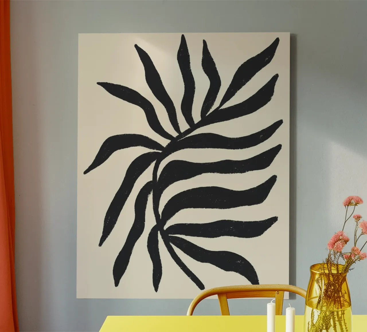 Zwart silhouet gestructureerde tak 2 canvas met Baklijst van Wackapacka