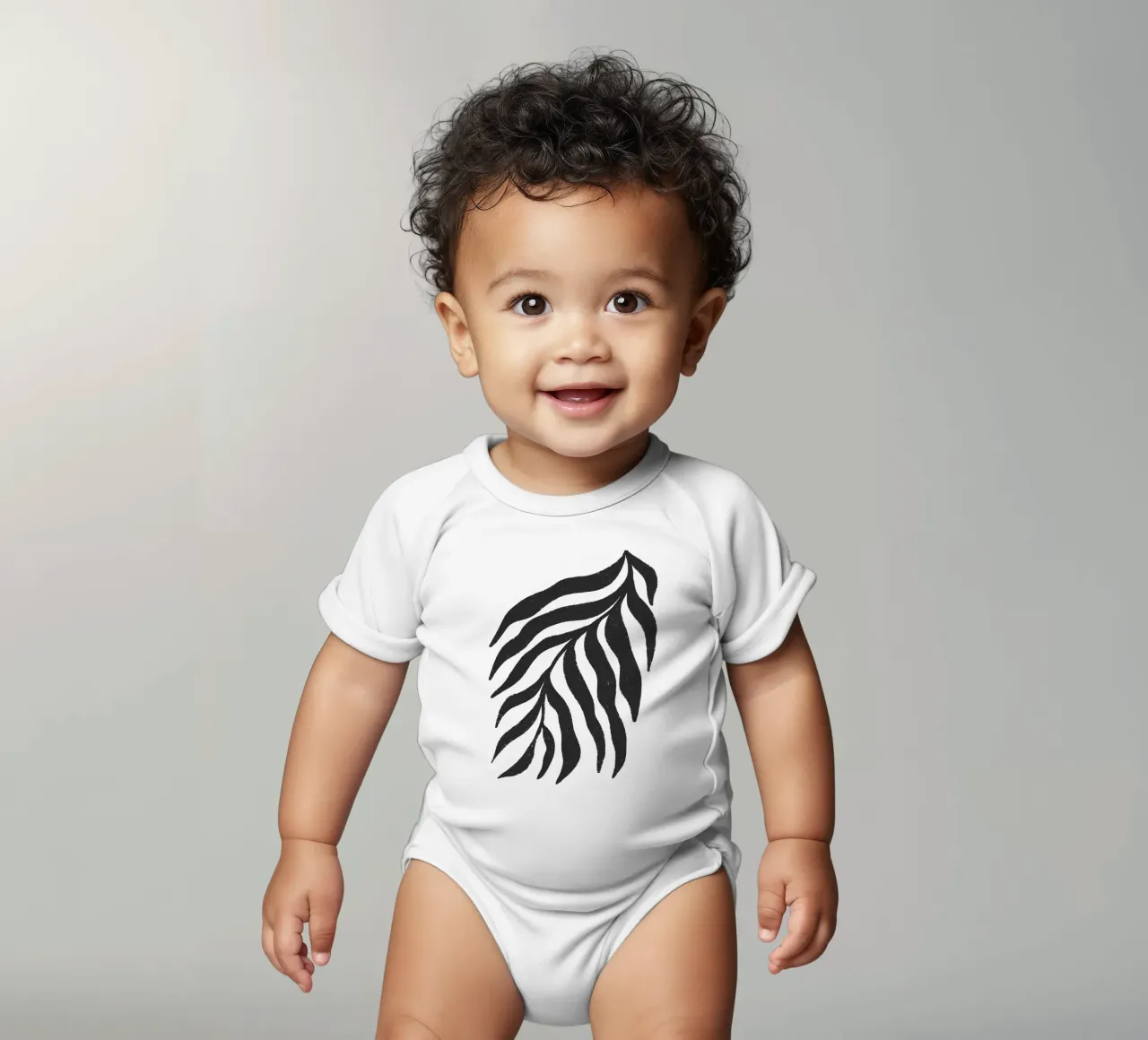 Schwarzer Scherenschnitt Texturierter Zweig 3 Kurzarm Babybody von Wackapacka