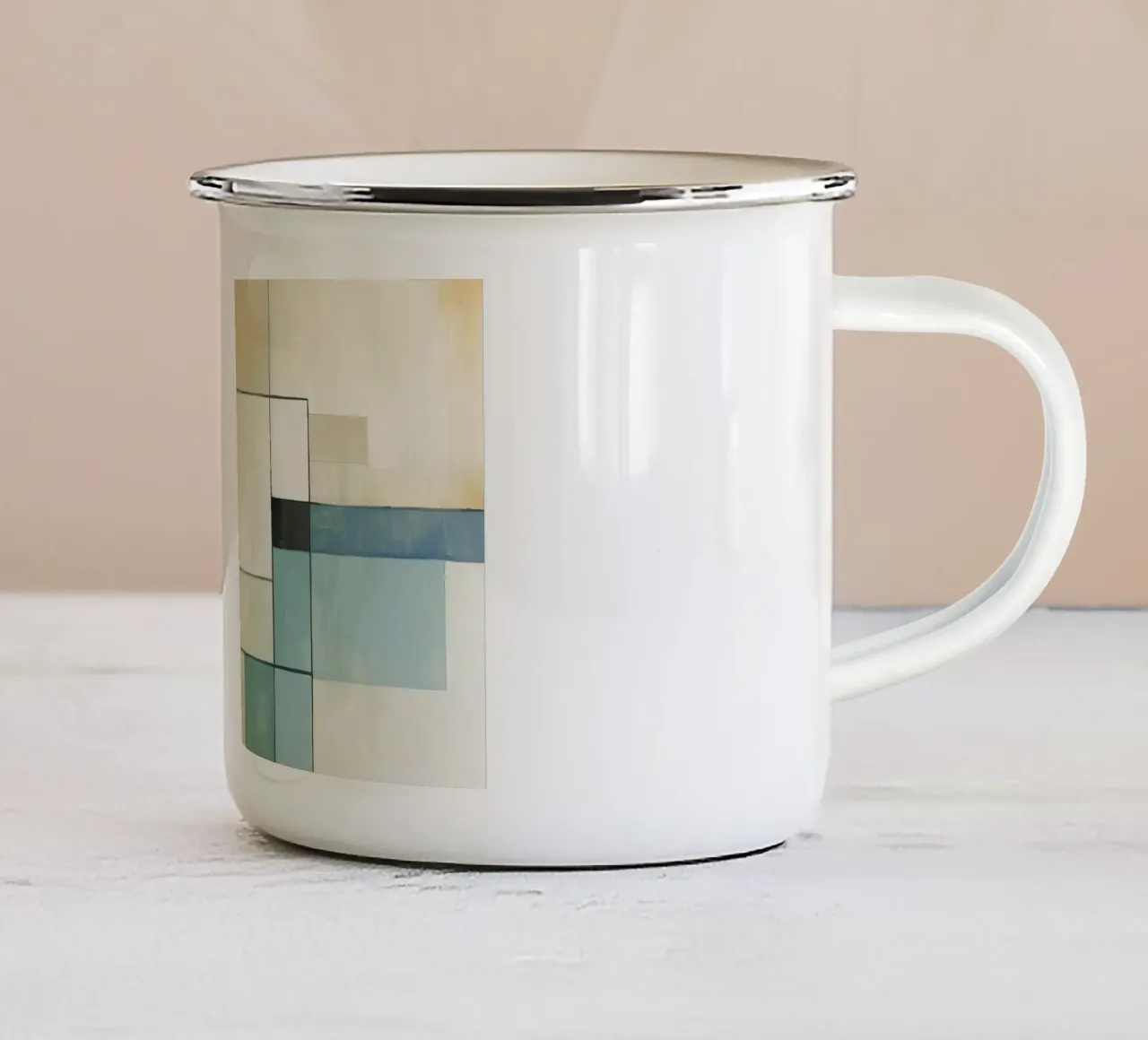 Abstrakte Blöcke Emaille Tasse von Imagine