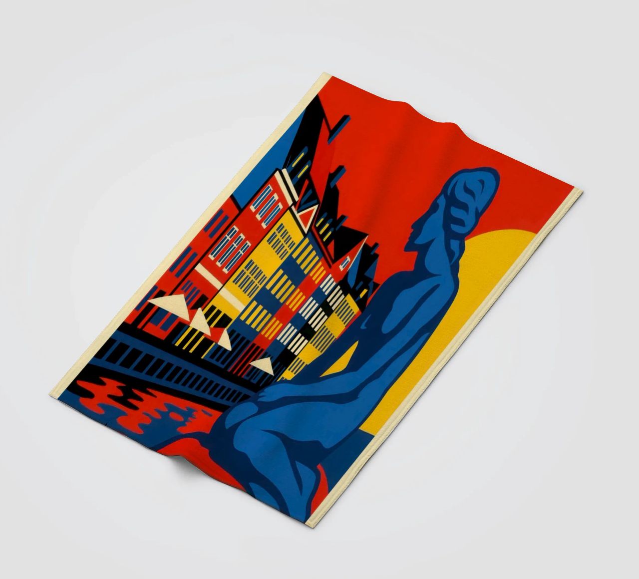 Copenhagen in contrast - the siren and the harbour reflections fleece blanket by JETLAG | affiches voyage