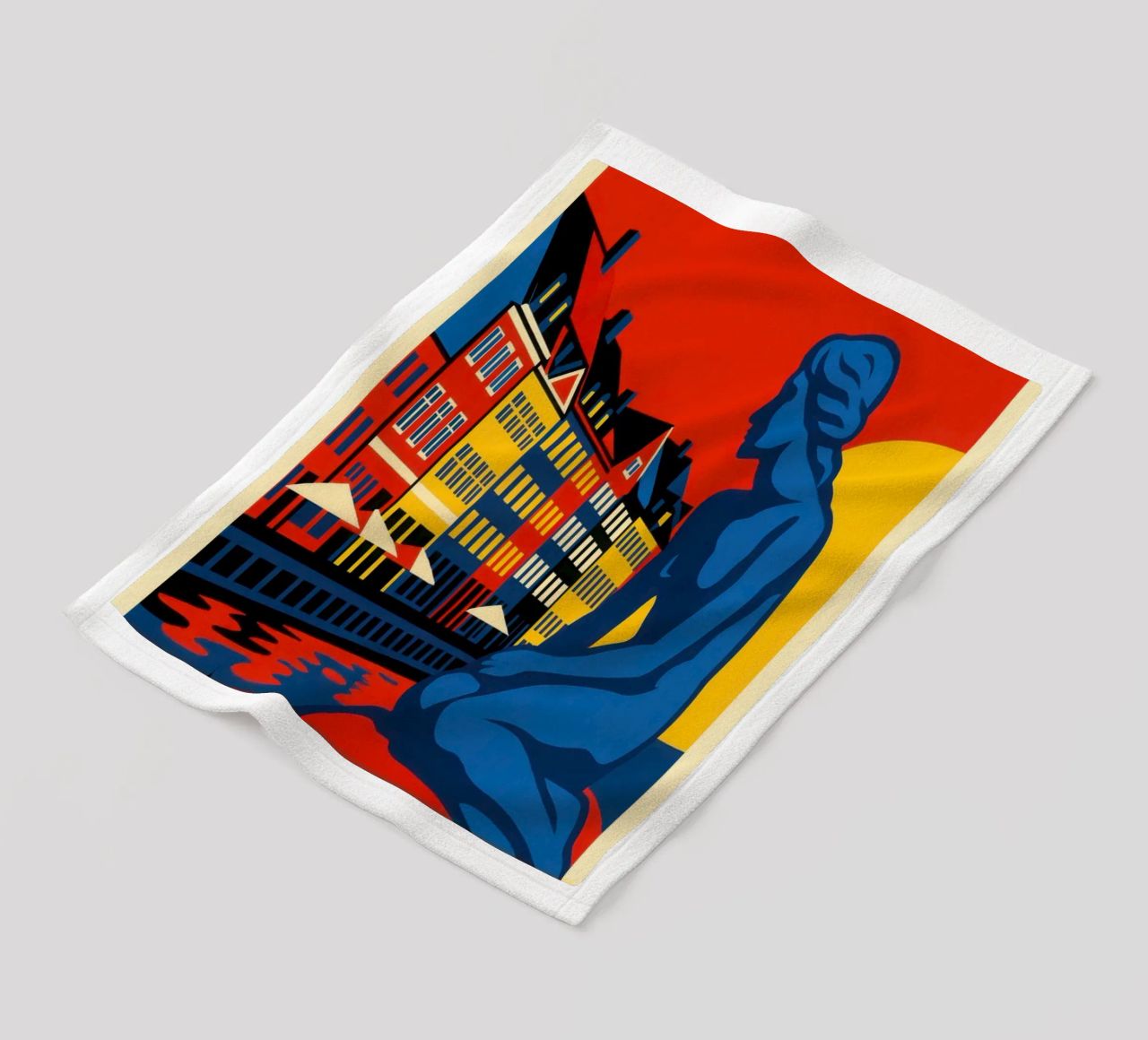 Copenhagen in contrast - the siren and the harbour reflections fleece blanket by JETLAG | affiches voyage