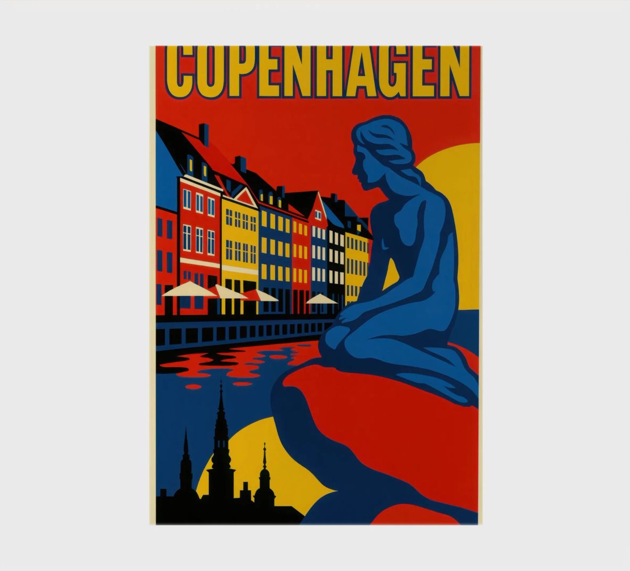 Copenhagen in contrast - the siren and the harbour reflections notebook by JETLAG | affiches voyage