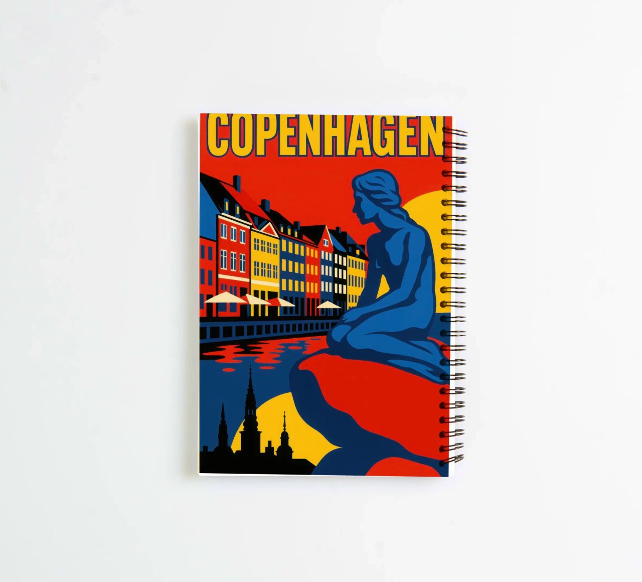 Copenhagen in contrast - the siren and the harbour reflections spiral notebook by JETLAG | affiches voyage