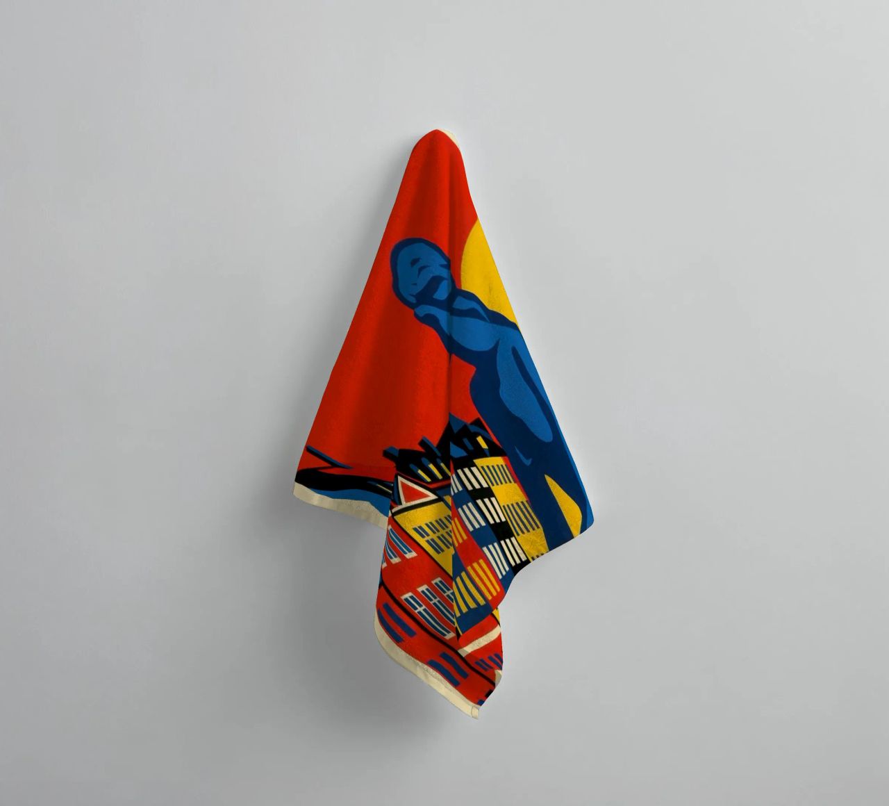 Copenhagen in contrast - the siren and the harbour reflections towel by JETLAG | affiches voyage