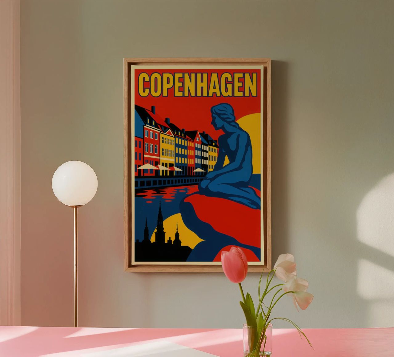 Copenhagen in contrast - the siren and the harbour reflections canvas by JETLAG | affiches voyage