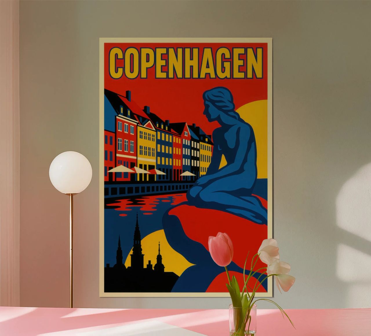 Copenhagen in contrast - the siren and the harbour reflections poster by JETLAG | affiches voyage