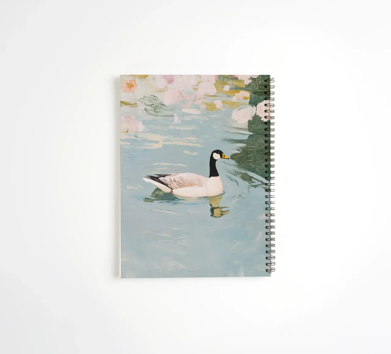 Swan Poster, Retro Print, Vintage Art Print spiral notebook by Little Lila