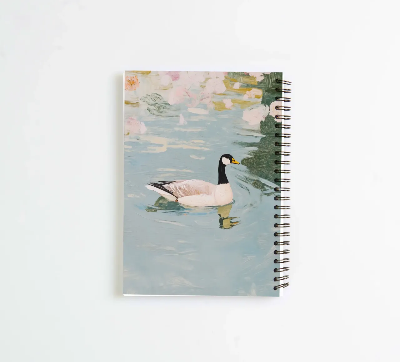 Swan Poster, Retro Print, Vintage Art Print spiral notebook by Little Lila
