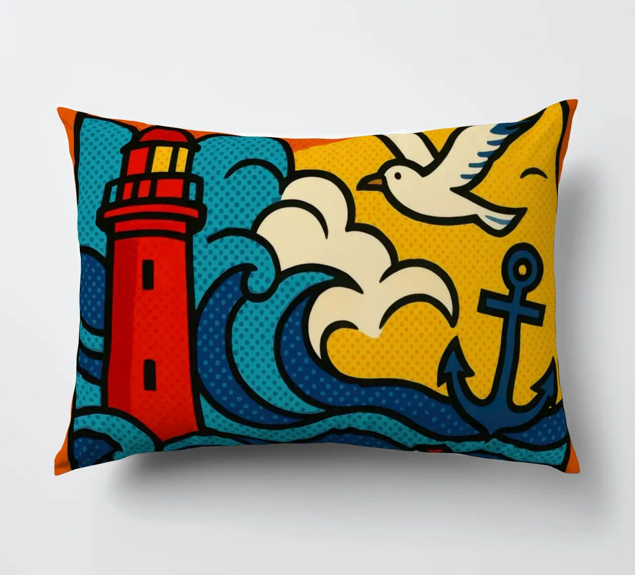 Île d'Yeu pop marine - fari, spruzzi di mare e uno stile di vita gentile cuscino da JETLAG | affiches voyage