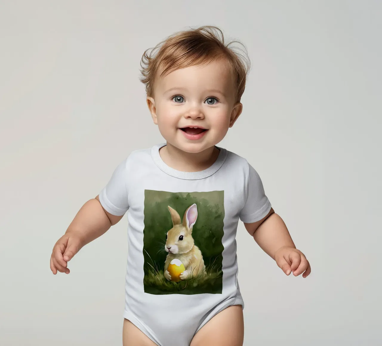 Bunny with an Easter egg short-sleeve baby romper by 🎁 ARTVI-SHOP
