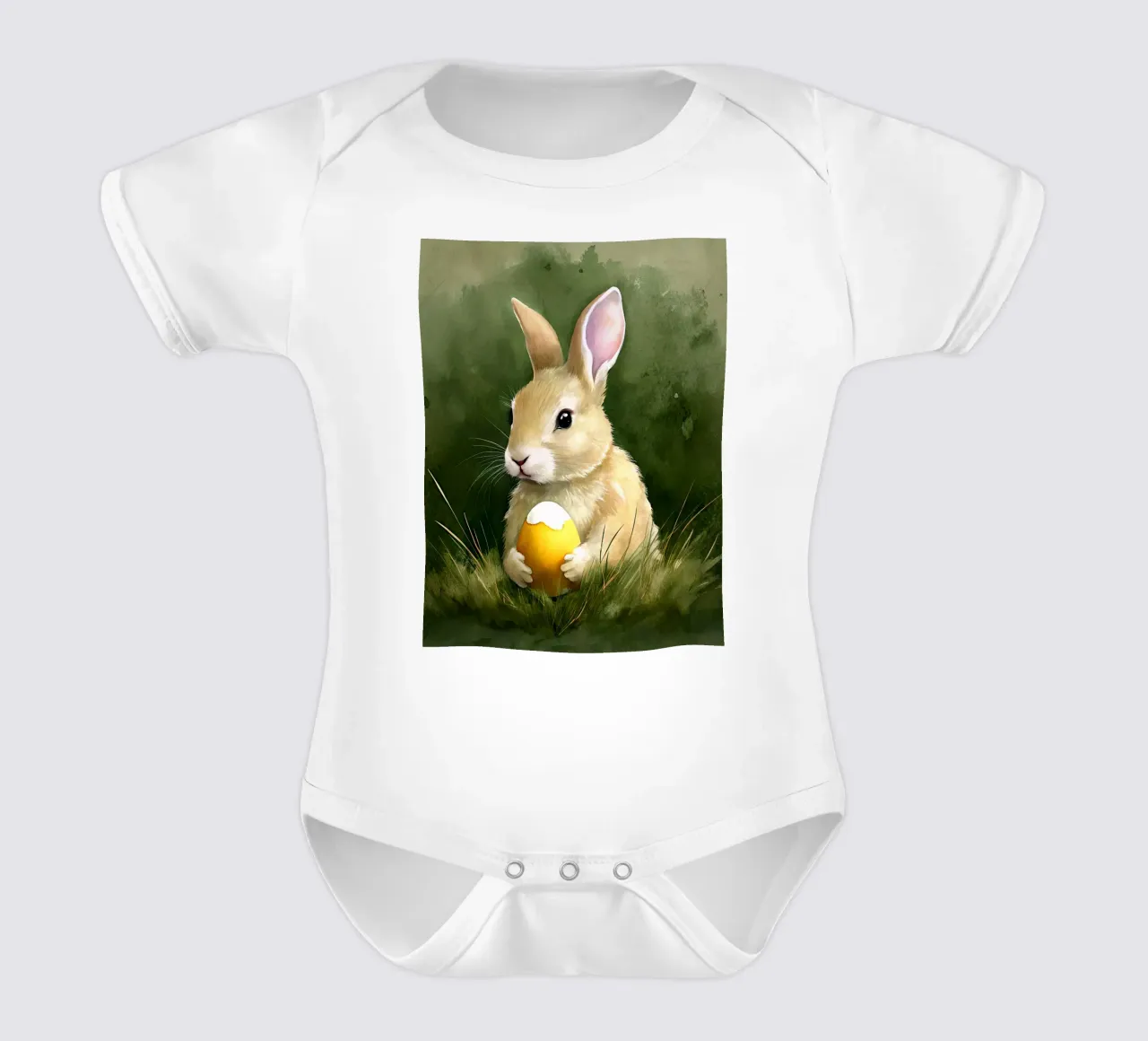 Bunny with an Easter egg short-sleeve baby romper by 🎁 ARTVI-SHOP