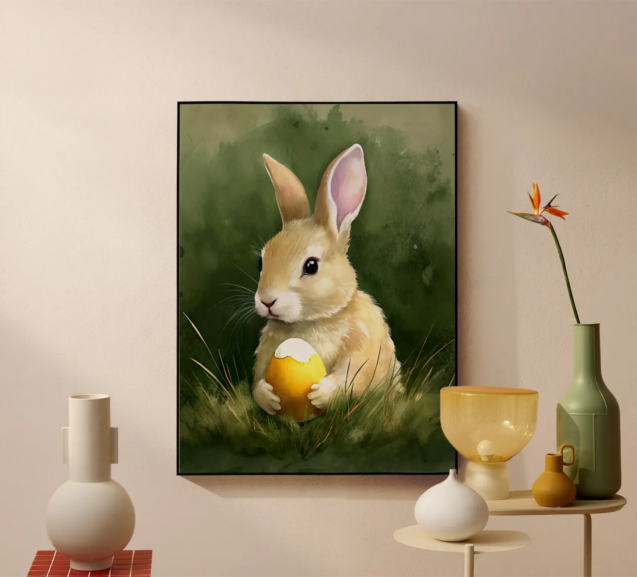 Conejito con un huevo de Pascua metacrilato de 🎁 ARTVI-SHOP