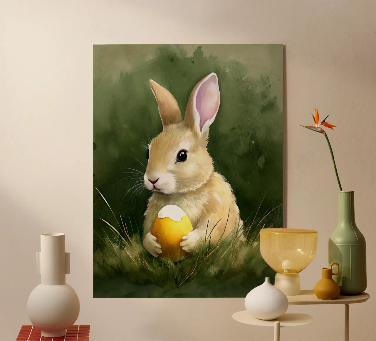 Conejito con un huevo de Pascua metacrilato de 🎁 ARTVI-SHOP