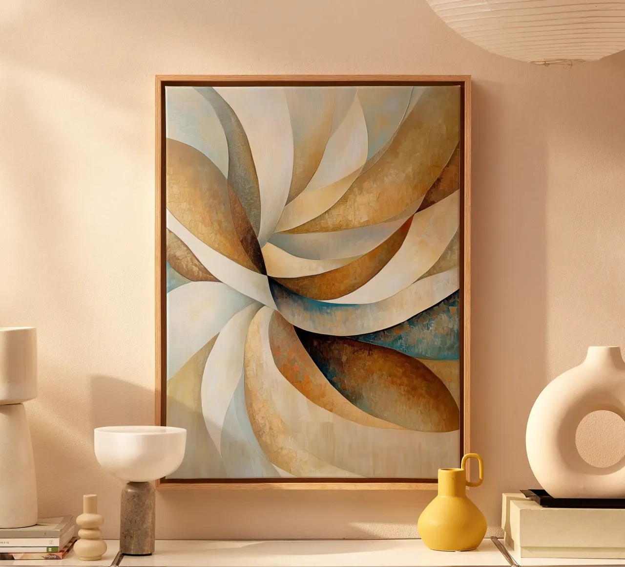 Fleur abstraite en bleu et or toile de Imagine