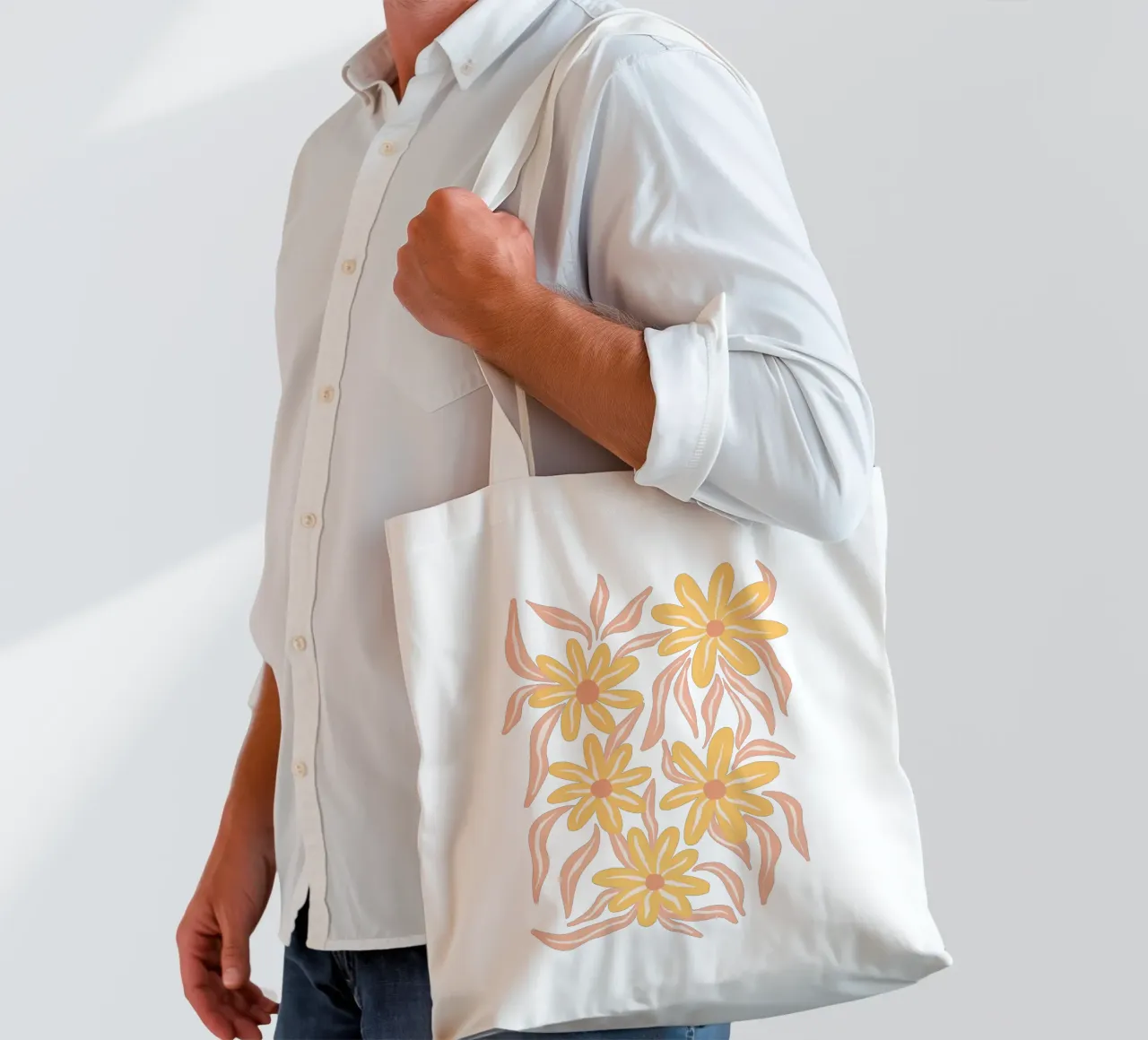 Margherite pastello borsa in juta da Wackapacka