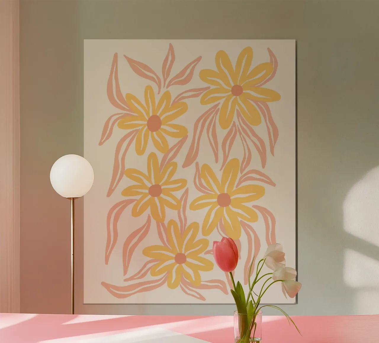 Margherite pastello poster con telaio in plastica da Wackapacka