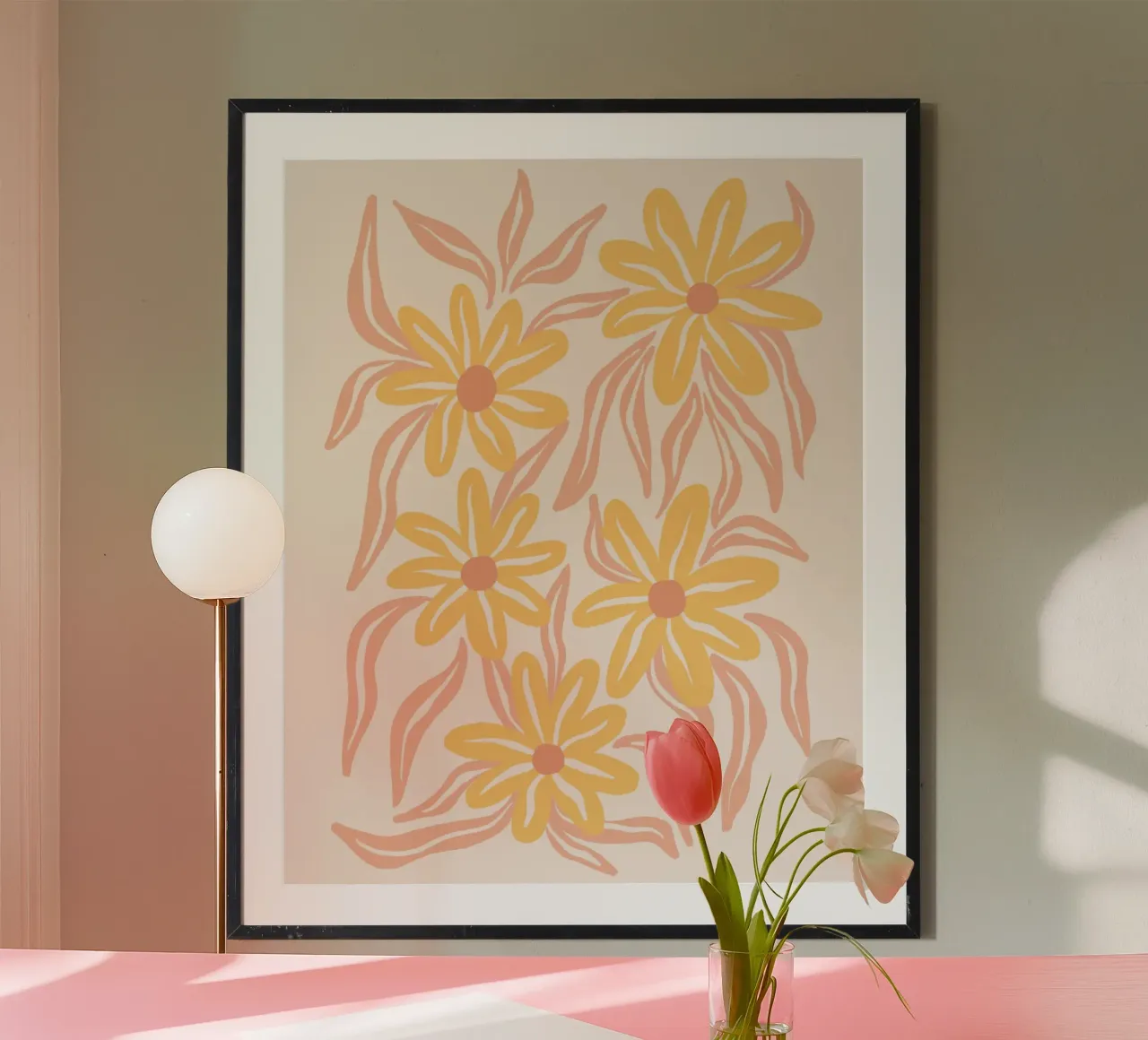 Margherite pastello poster con telaio in plastica da Wackapacka