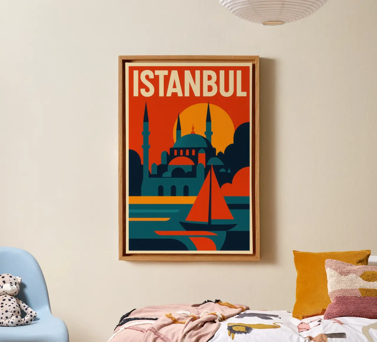 Istanbul solare: tra cupole, minareti e mare interno tela con Cornice a cassetta da JETLAG | affiches voyage