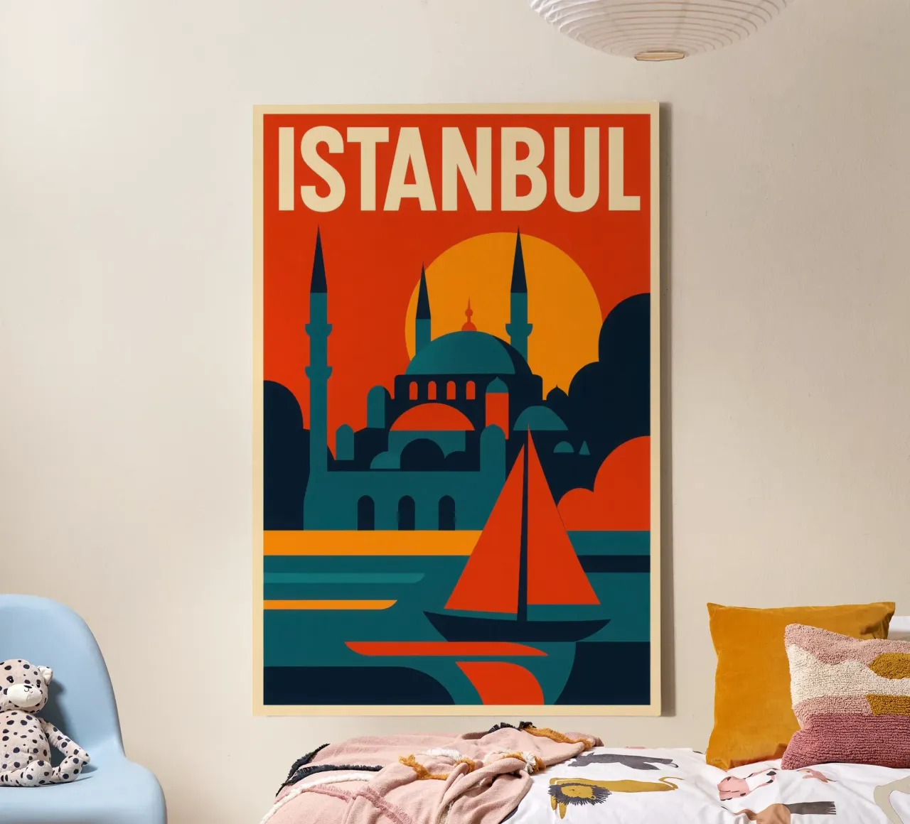 Istanbul solare: tra cupole, minareti e mare interno tela con Cornice a cassetta da JETLAG | affiches voyage