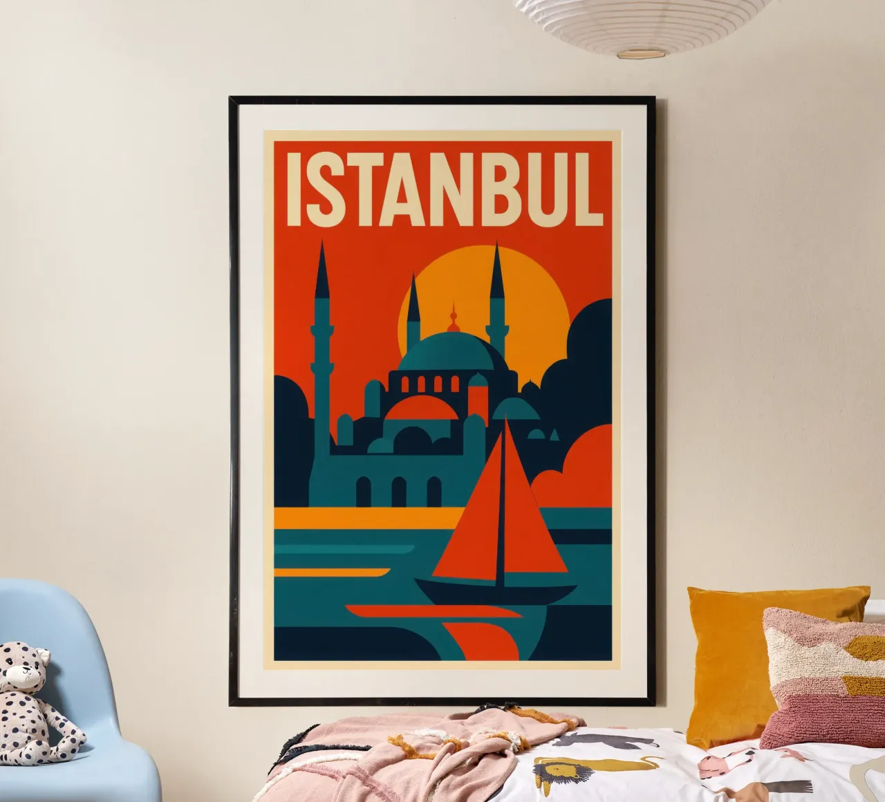 Istanbul solare: tra cupole, minareti e mare interno poster con telaio in alluminio da JETLAG | affiches voyage