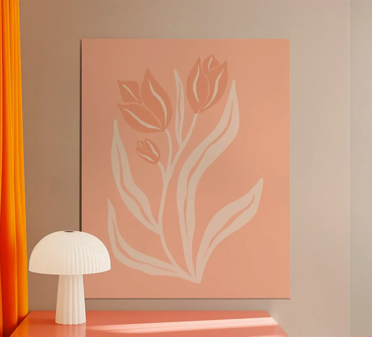 Tulipani pastello poster con telaio in alluminio da Wackapacka