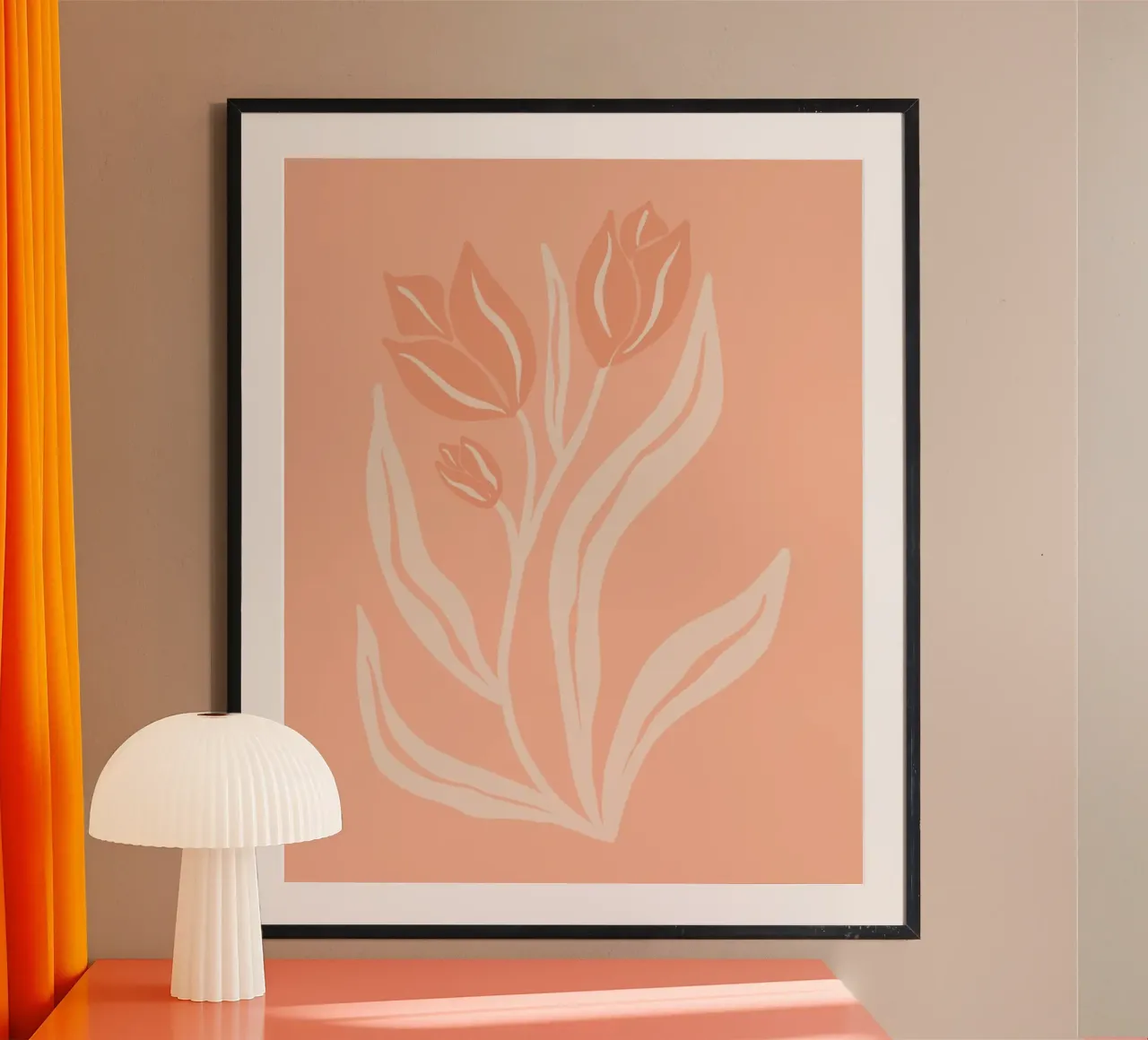 Tulipani pastello poster con telaio in alluminio da Wackapacka