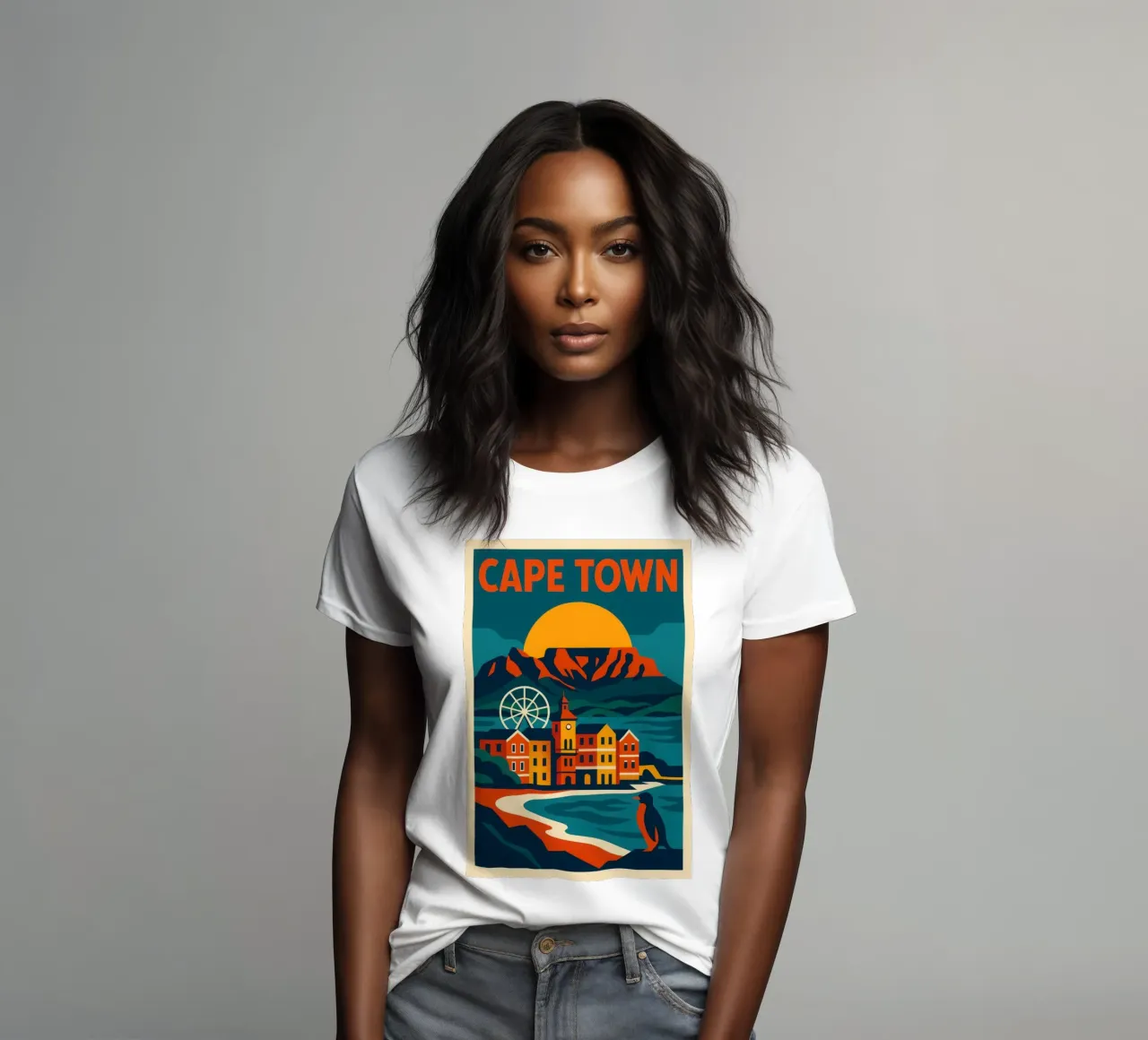 Cape Town - at the foot of the mountain and facing the ocean women's fitted t-shirt by JETLAG | affiches voyage