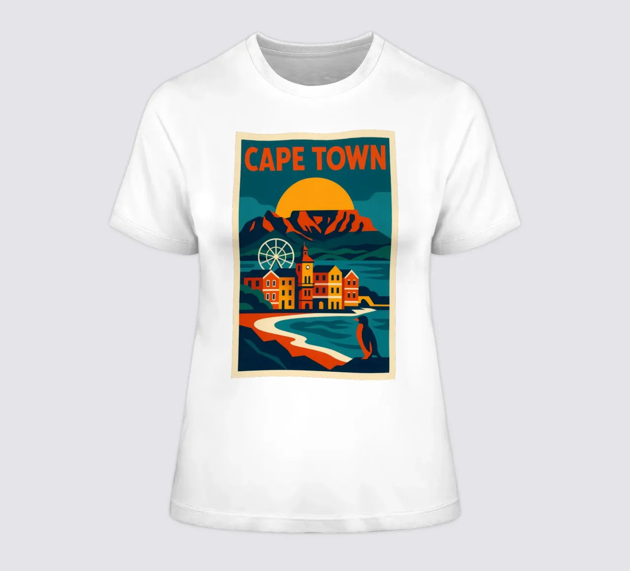 Cape Town - at the foot of the mountain and facing the ocean women's fitted t-shirt by JETLAG | affiches voyage