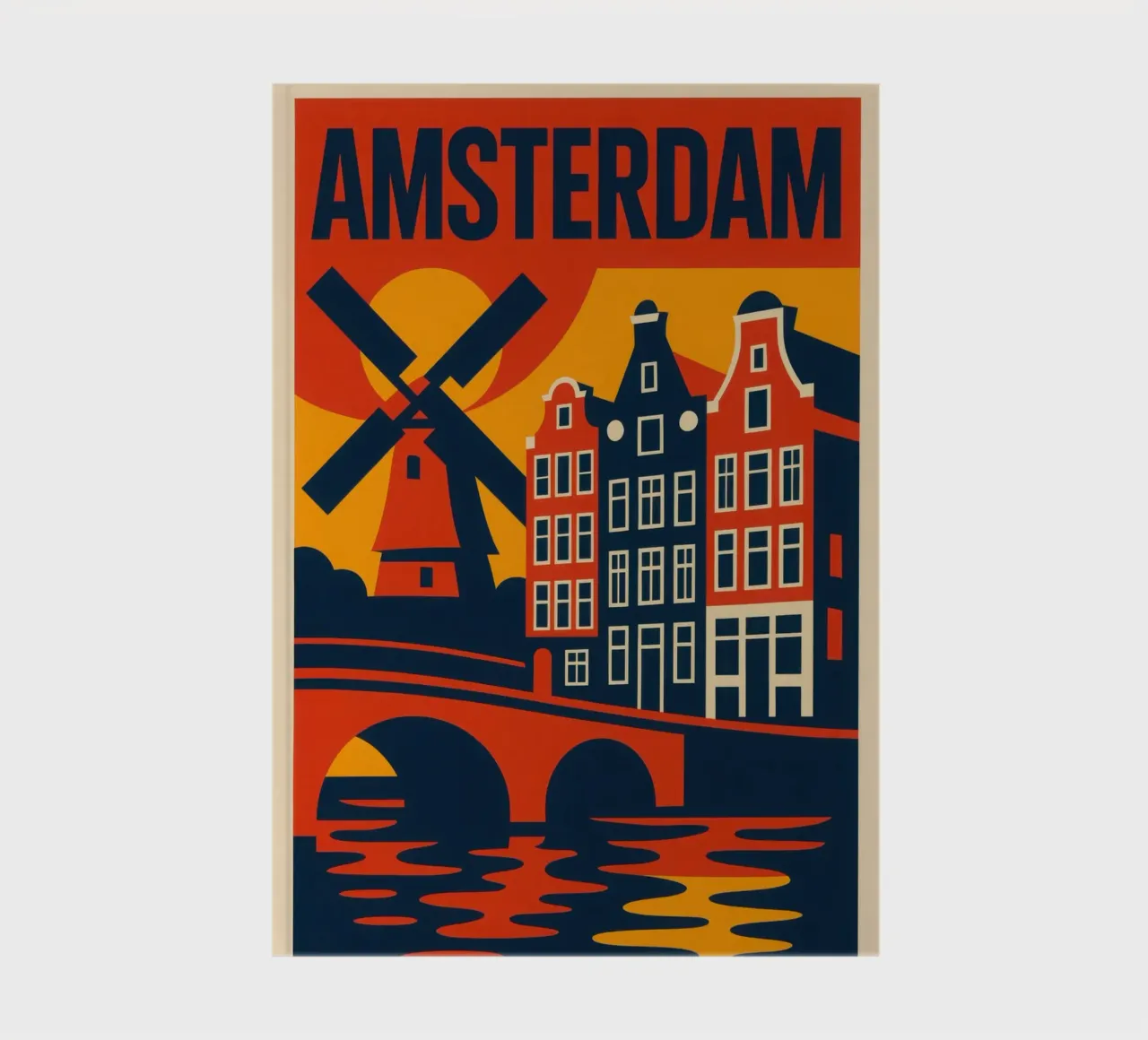 Flamboyant Amsterdam - canals, gables and windmills in silhouette notebook by JETLAG | affiches voyage