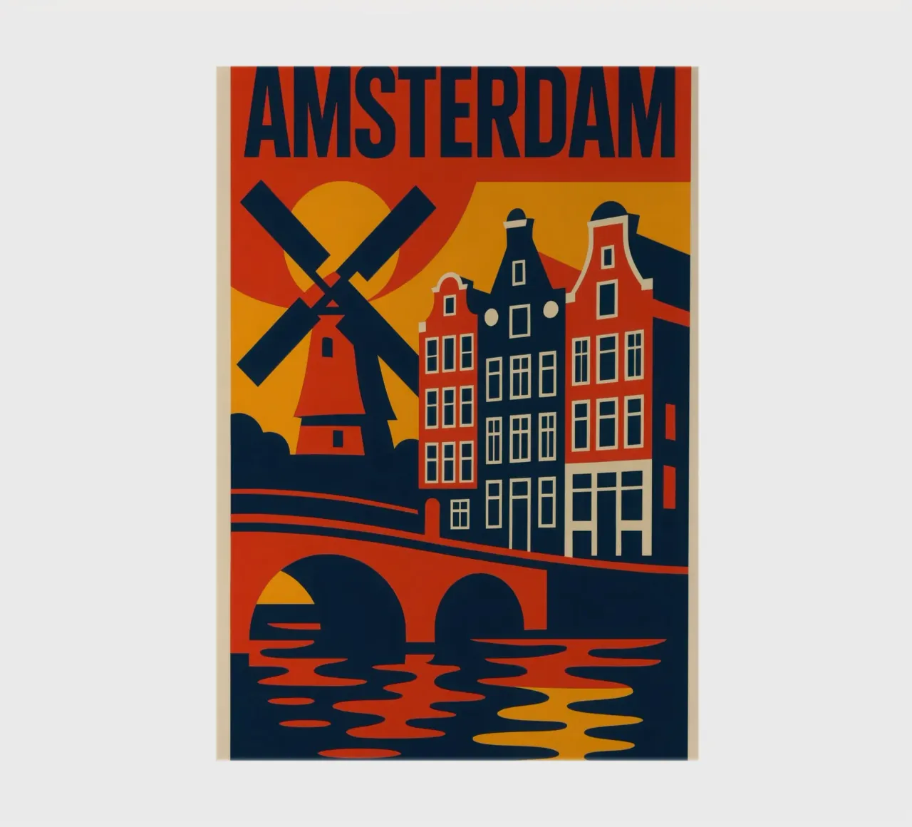 Flamboyant Amsterdam - canals, gables and windmills in silhouette notebook by JETLAG | affiches voyage