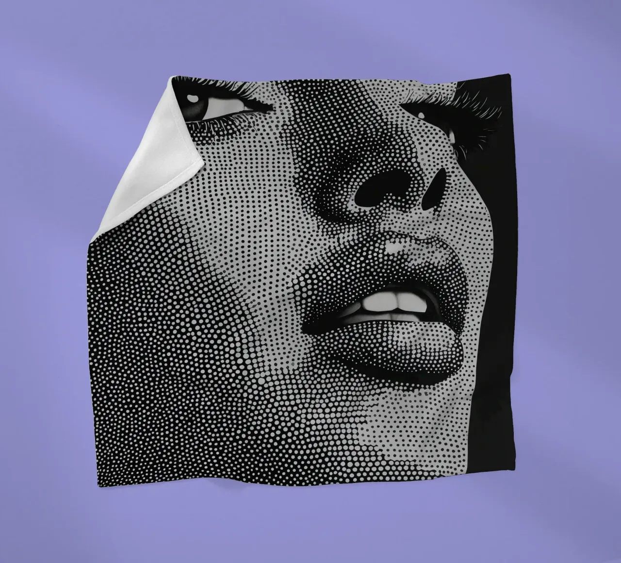 Women's face in black and white fleece blanket by Imagine