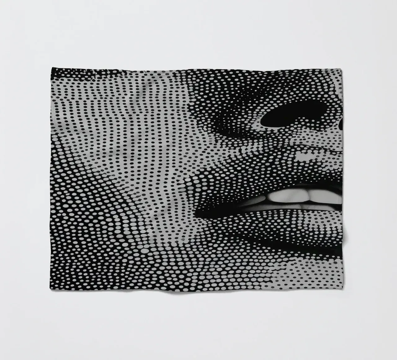Women's face in black and white fleece blanket by Imagine