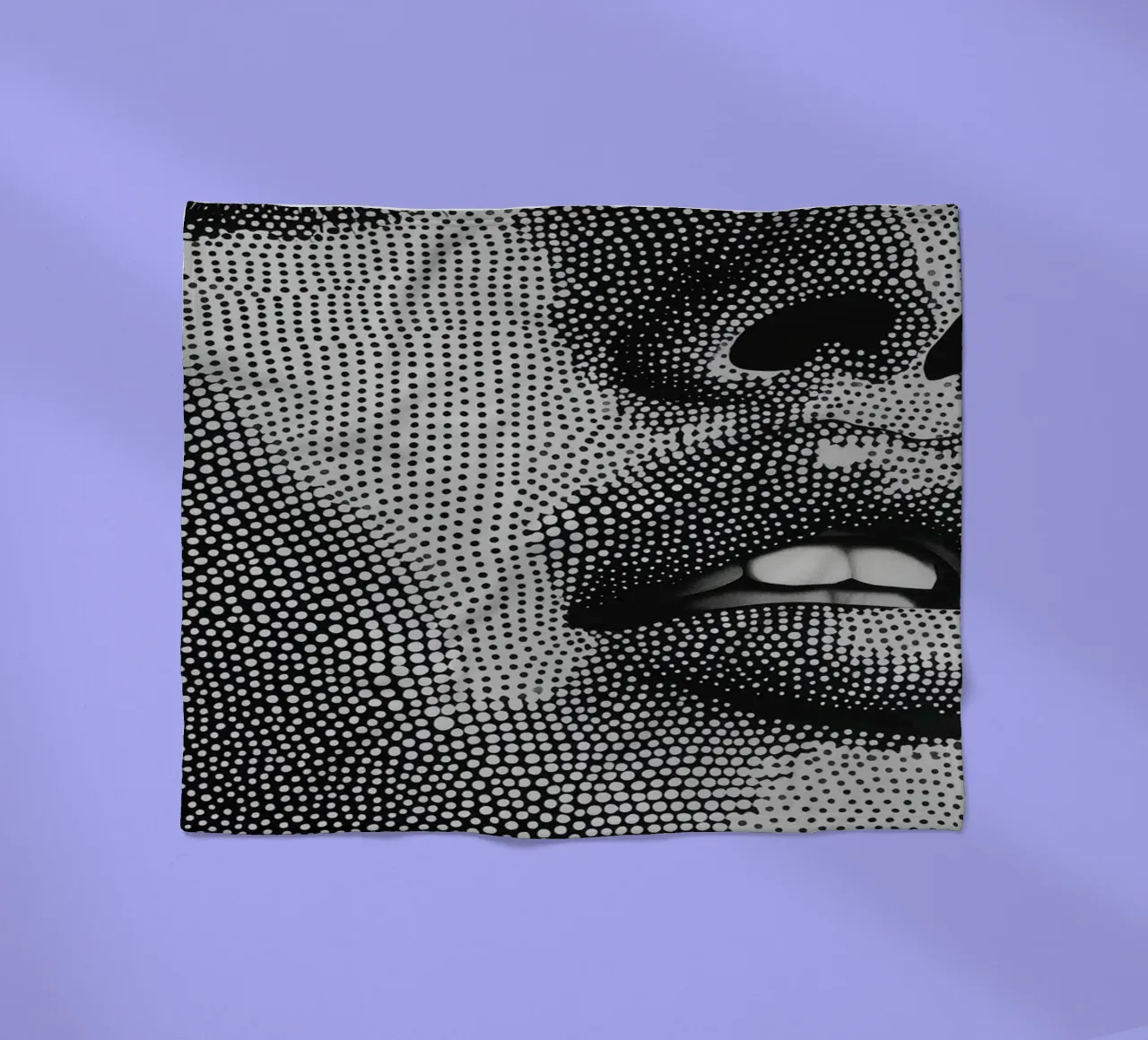 Women's face in black and white fleece blanket by Imagine