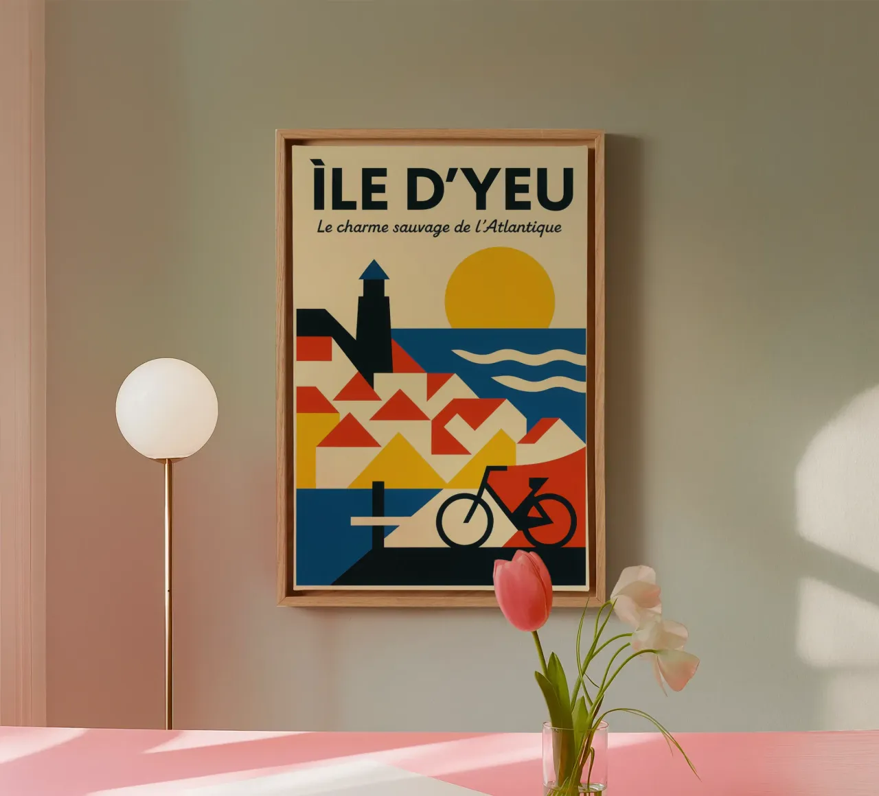 Île d'Yeu minimal - Atlantic geometry canvas with Floater frame by JETLAG | affiches voyage