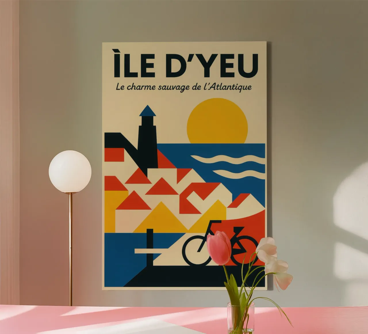 Île d'Yeu minimal - Atlantic geometry canvas with Floater frame by JETLAG | affiches voyage