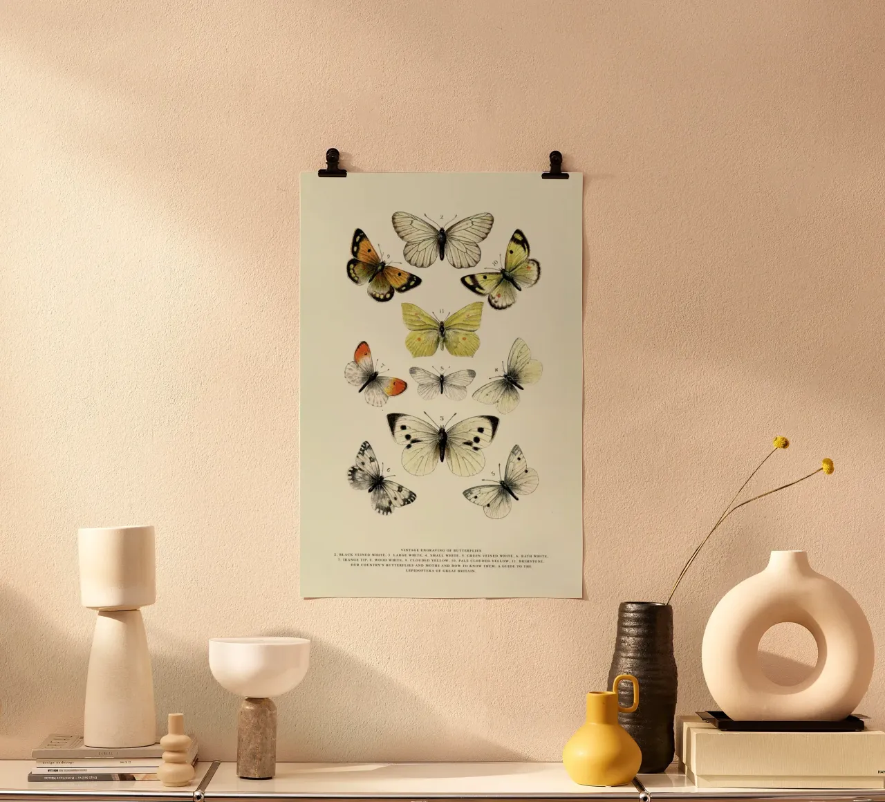 Vintage Butterflies poster con telaio in legno da Vintage by JUNIQE