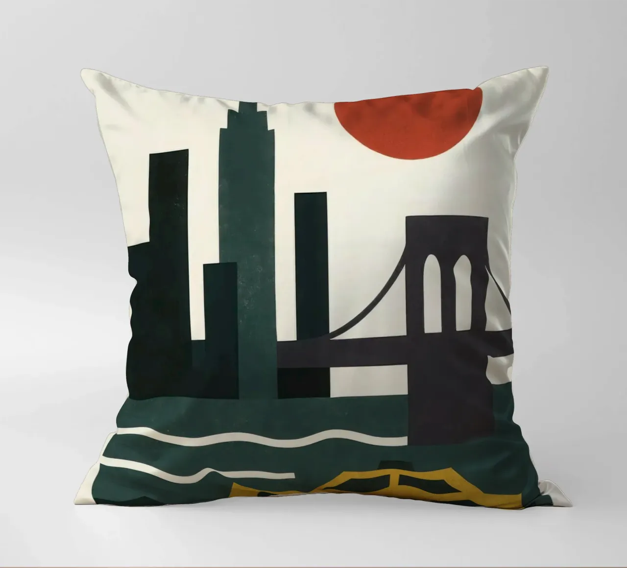 New York cruda - taxi, skyline e rosso crepuscolo cuscino da JETLAG | affiches voyage
