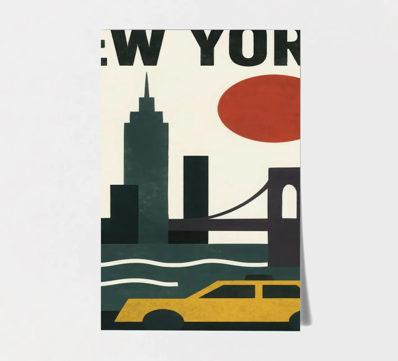 Raw New York - taxi, skyline and twilight red sticker sheet by JETLAG | affiches voyage