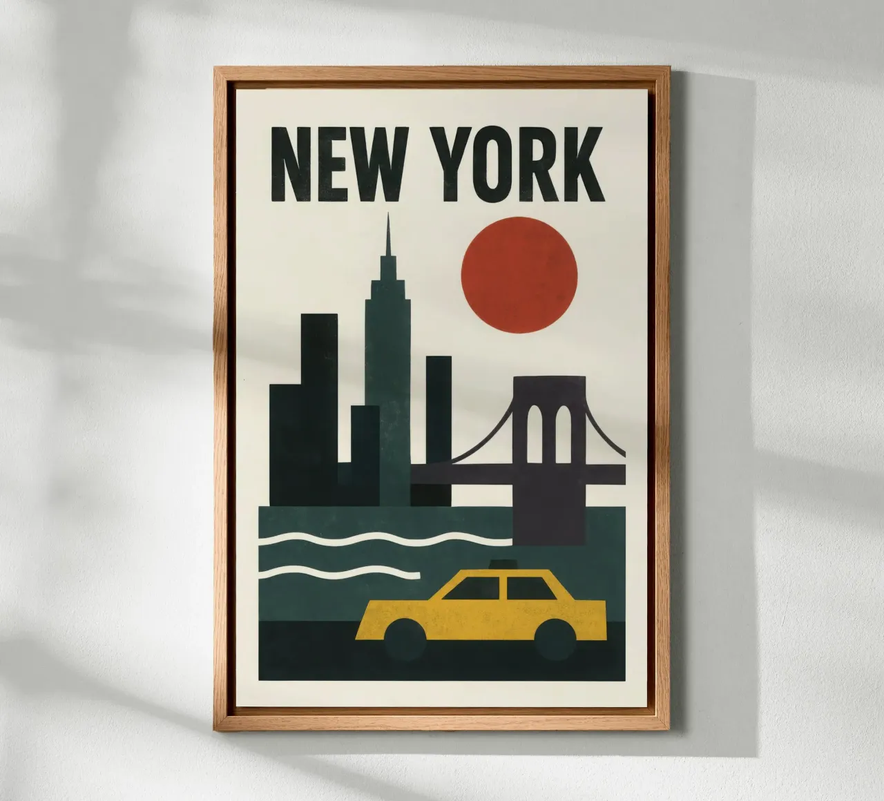 Raw New York - taxi, skyline and twilight red alu-dibond by JETLAG | affiches voyage