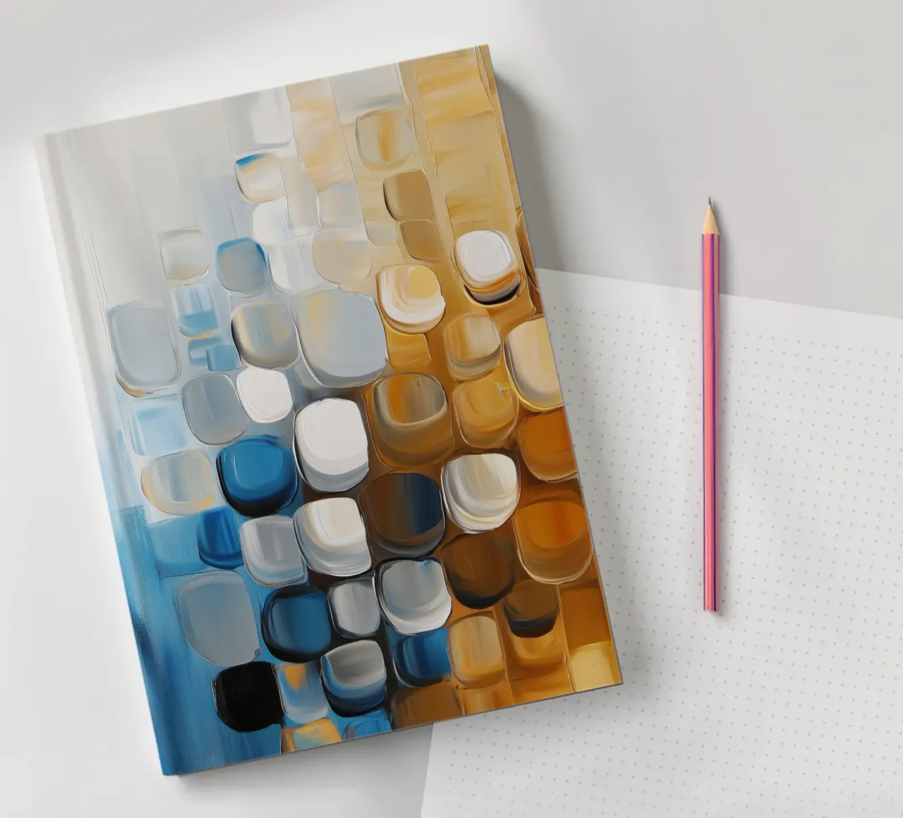 Abstract in blue and brown notebook by Imagine