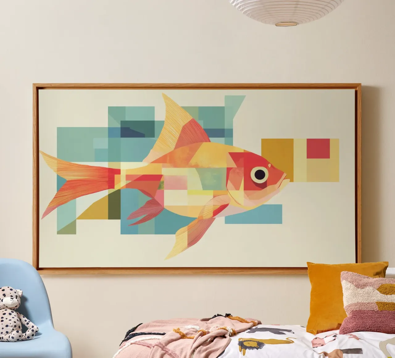 Abstracte vis canvas met Baklijst van Imagine