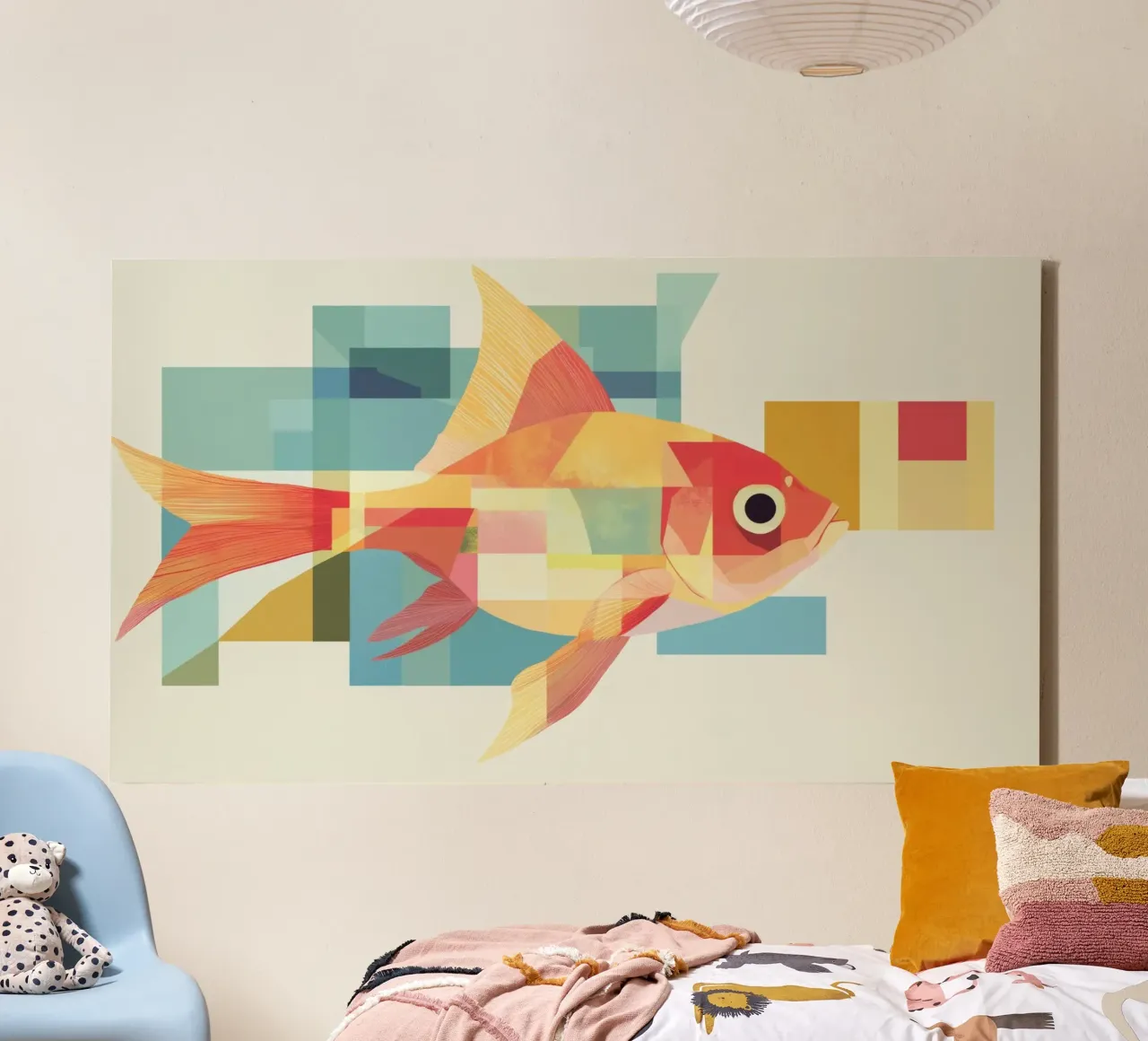 Abstracte vis canvas met Baklijst van Imagine