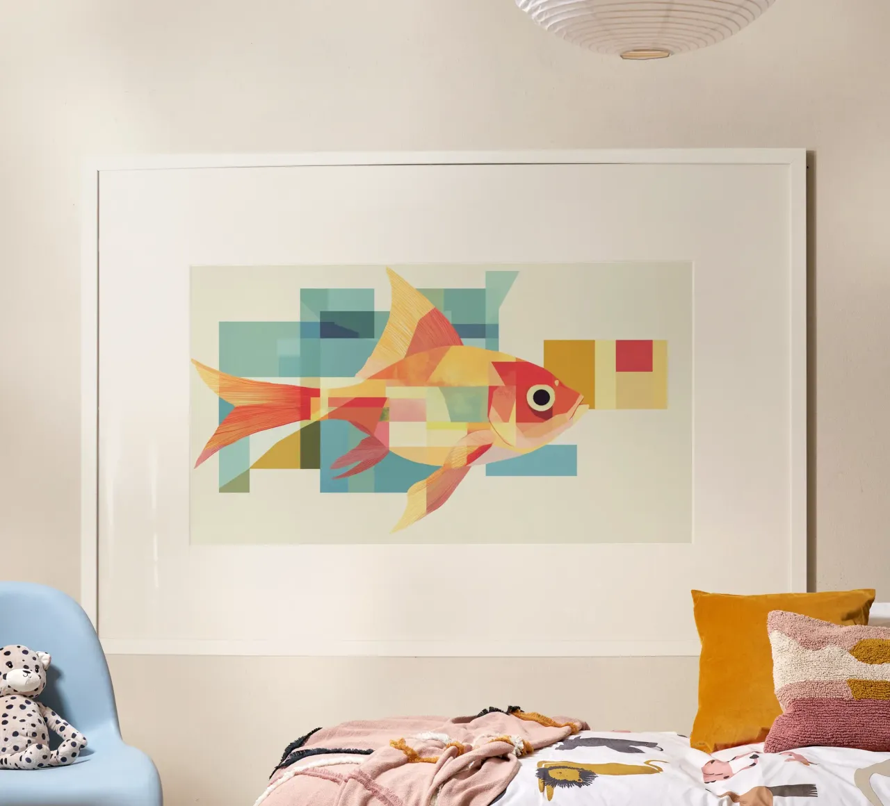 Pesce astratto poster con telaio in plastica da Imagine