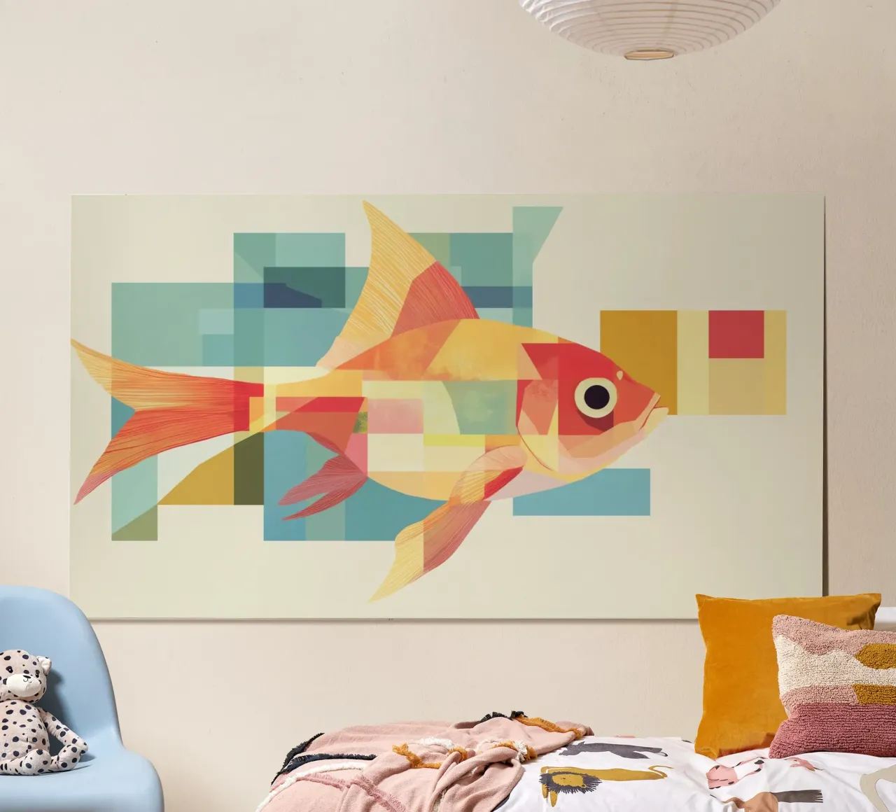 Pesce astratto poster con telaio in plastica da Imagine